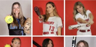 a series of photos of a girl in baseball uniforms